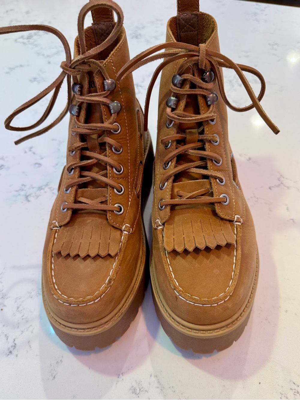 Timberland Women's Stone Street Platform Kiltie Boat Shoe Boot Wheat 8.5 - Picture 5 of 8